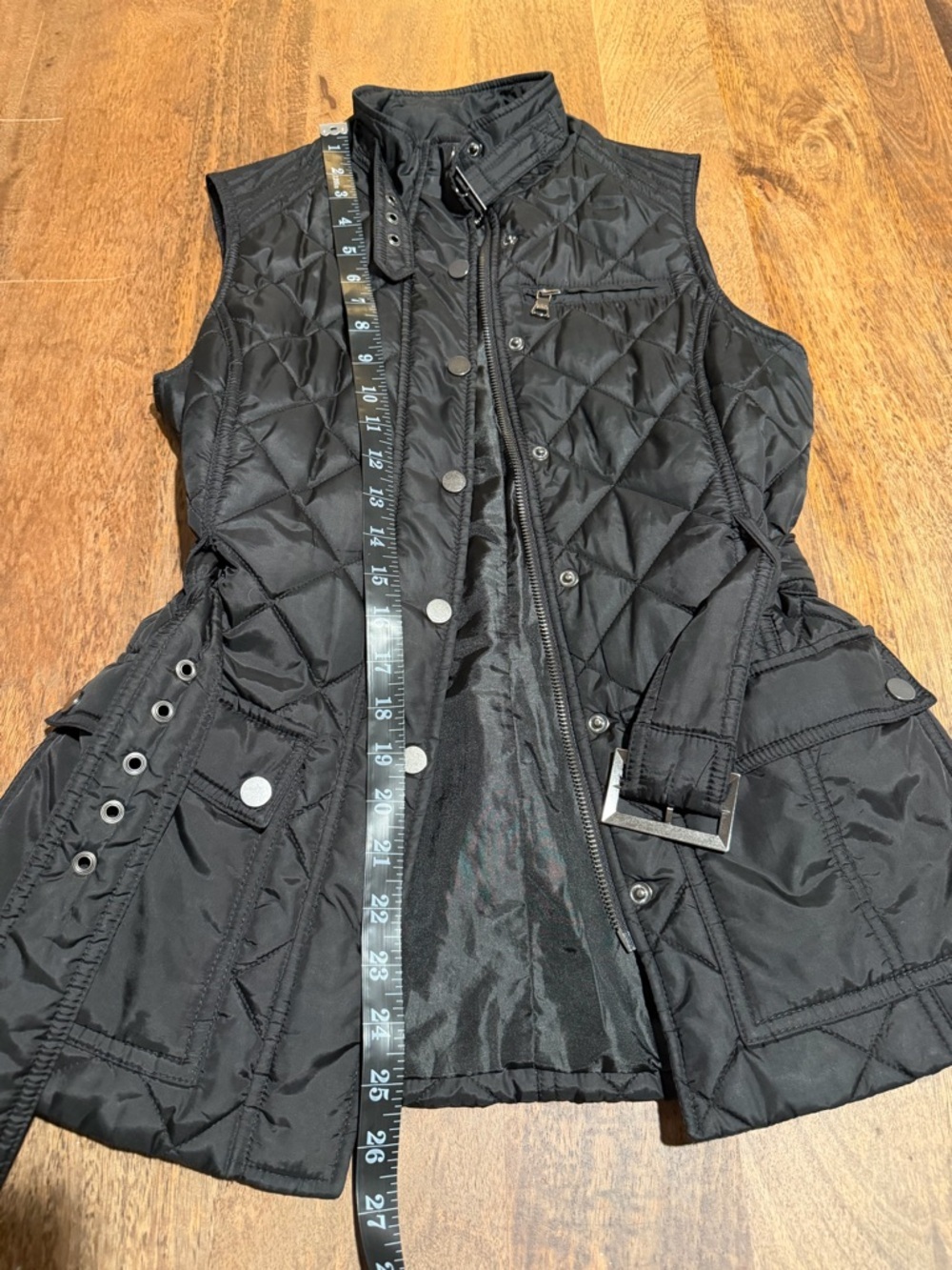 Banana Republic Black Quilted Belted Vest XS Petite - Picture 7 of 10